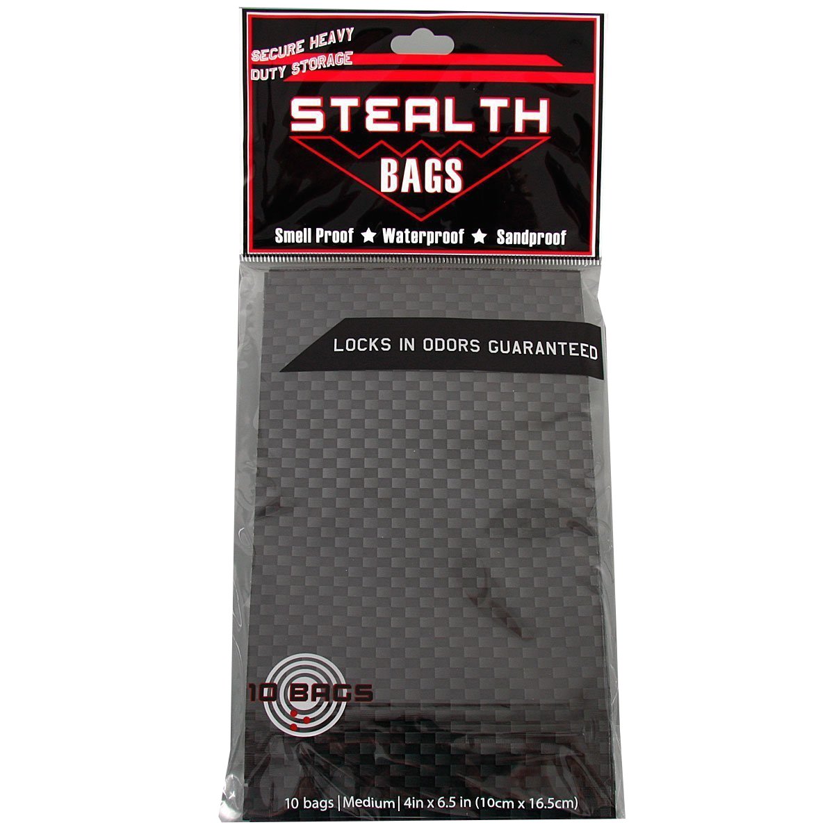 Smell Proof Stealth Bag Carbon Fiber (Quarter, 10-Pack)