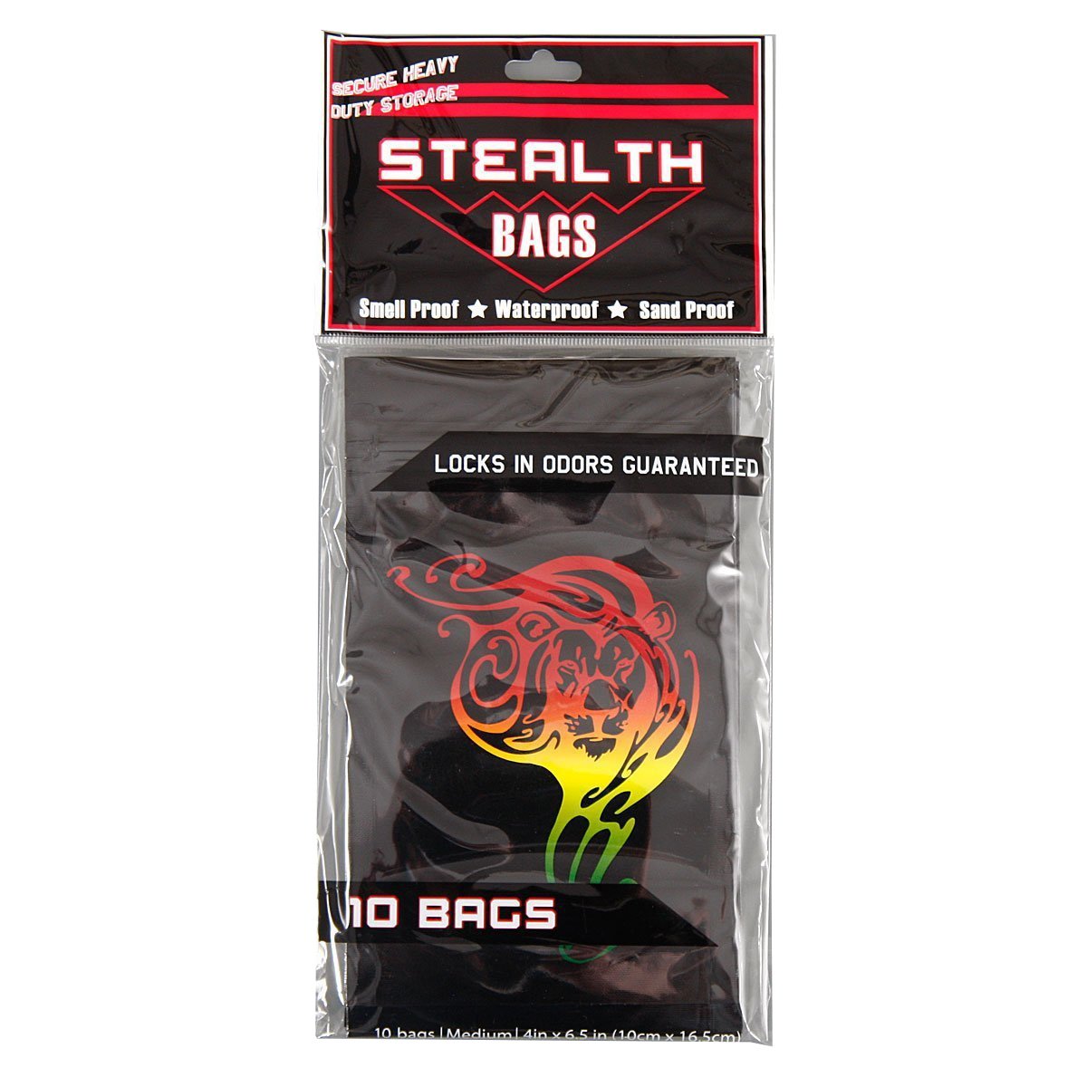 Smell Proof Stealth Bag Rasta Lion (Quarter, 10-Pack)