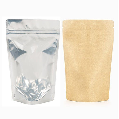 Stand Up Kraft Zipper Bag with Clear Window (1/2 Ounce)