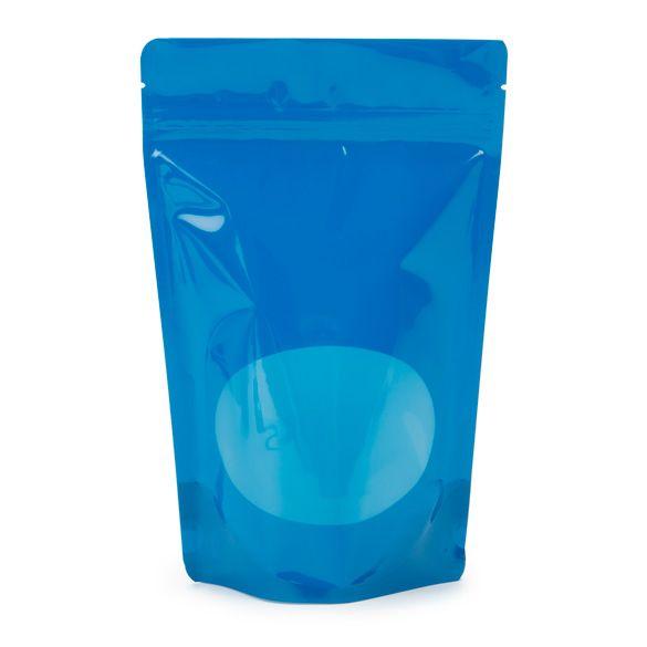 Stand Up Zipper Bag with Clear Oval Window (1 Ounce) Blue