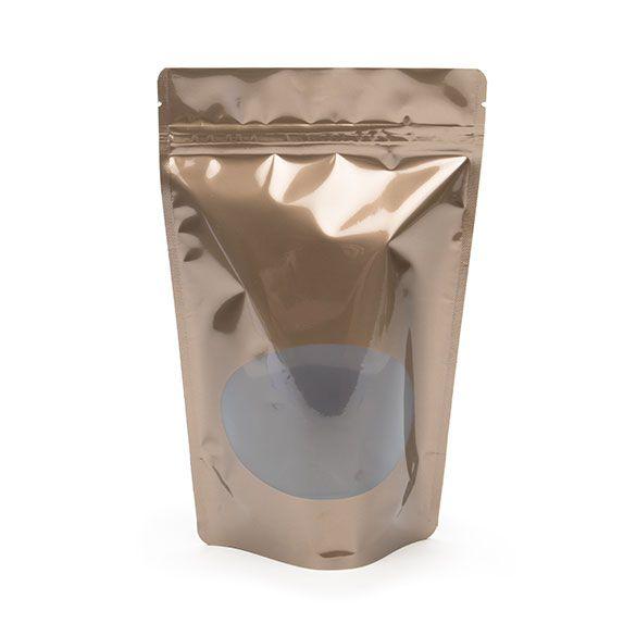 Stand Up Zipper Bag with Clear Oval Window (1 Ounce) Bronze