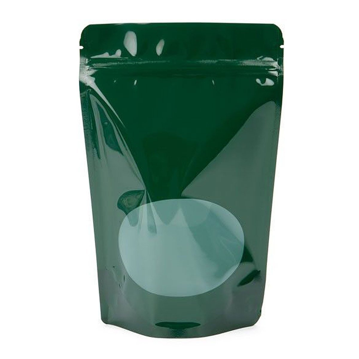 Stand Up Zipper Bag with Clear Oval Window (1 Ounce) Hunter Green