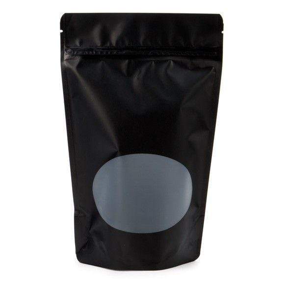 Stand Up Zipper Bag with Clear Oval Window (1 Ounce) Matte Black