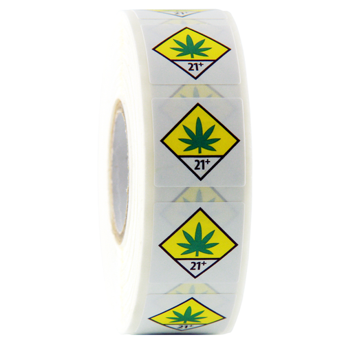 Washington Cannabis Universal Symbol THC 21+ Marijuana Symbol Labels (1,000 qty)
