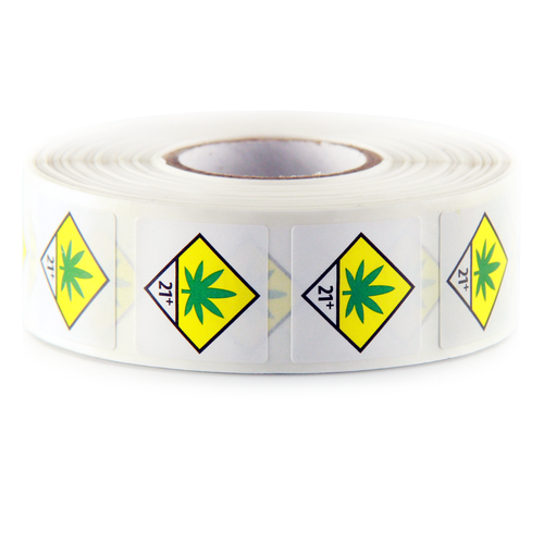 Washington Cannabis Universal Symbol THC 21+ Marijuana Symbol Labels (1,000 qty)